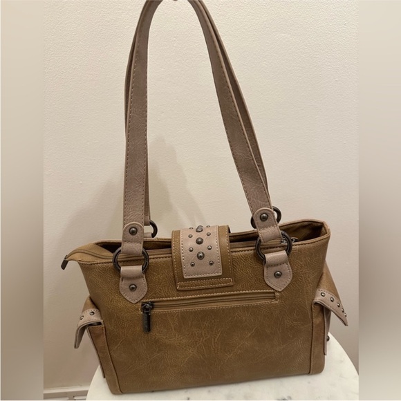 NWT Montana West Taupe Western Shoulder Bag w/ Turquoise Concho - Picture 6 of 11